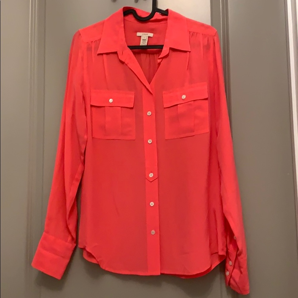 Jcrew coral Blythe blouse